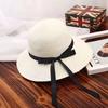 Retro bow straw hat simple and sweet versatile seaside vacation beach hat fashionable sunscreen straw hat