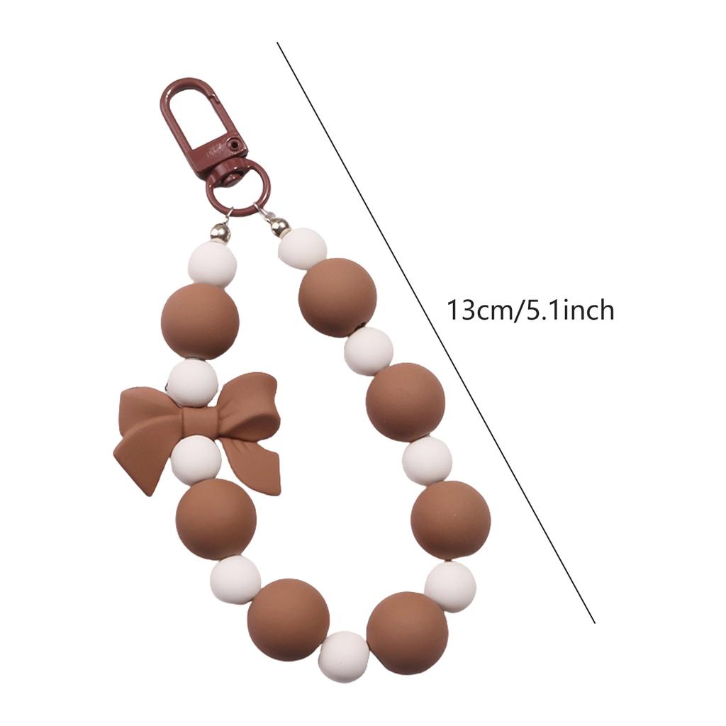 Bowknot Keychain Beaded Keyring Backpack Handbag Pendant Creative Car Key Chain Sweet Bows Bag Charm Decorations