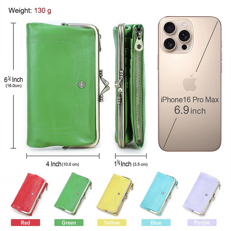 CONTACT'S Genuine Leather Fashion  Long Wallet Women Colorful Coin Pocket with Photo Slot Soft Female Purse Wallets