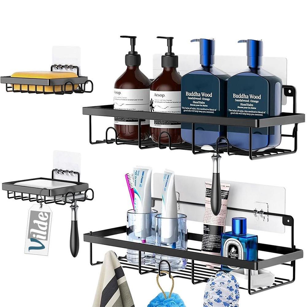 Matte Black Metal Shower Caddy Organizer Set of 4