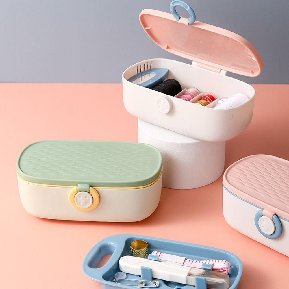 

Large Capacity Needle and Thread Box Simple Sewing Project Kit Hand Sewing Needle Storage Box DIY сірий/білий