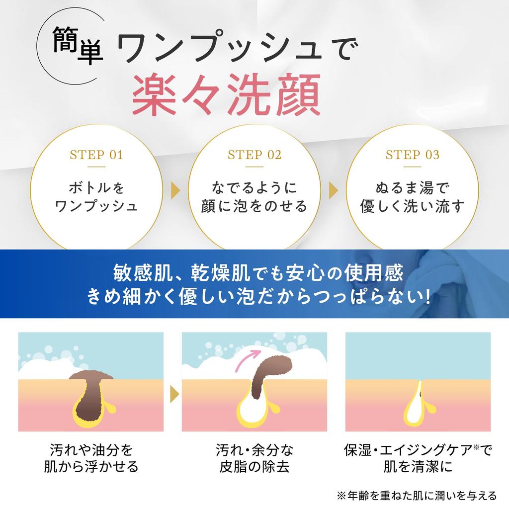 Nettoyant Visage Mousse Hydratante Madams 150ml Contient des céramides triples Pour peau sensible Pas besoin de faire mousser Nettoyant visage Madams