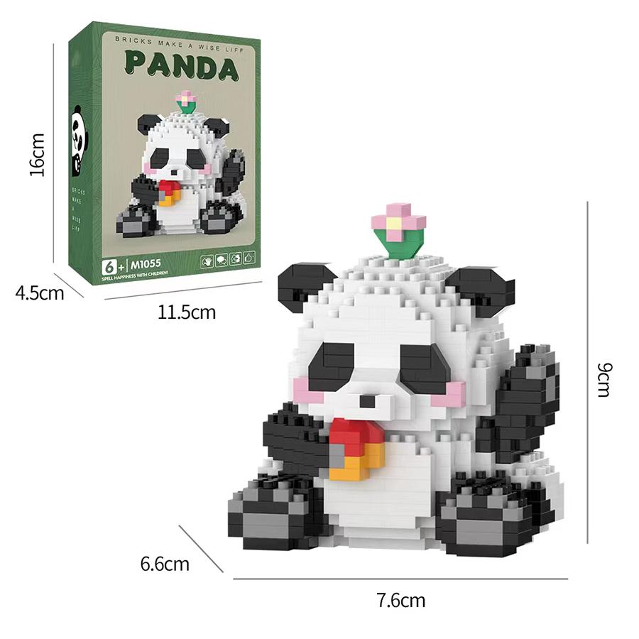 Kawaii Panda Series Micro Particle Building Block Creative Cute Animal DIY Assembled Models Bricks Toys For Kids Birthday Gifts