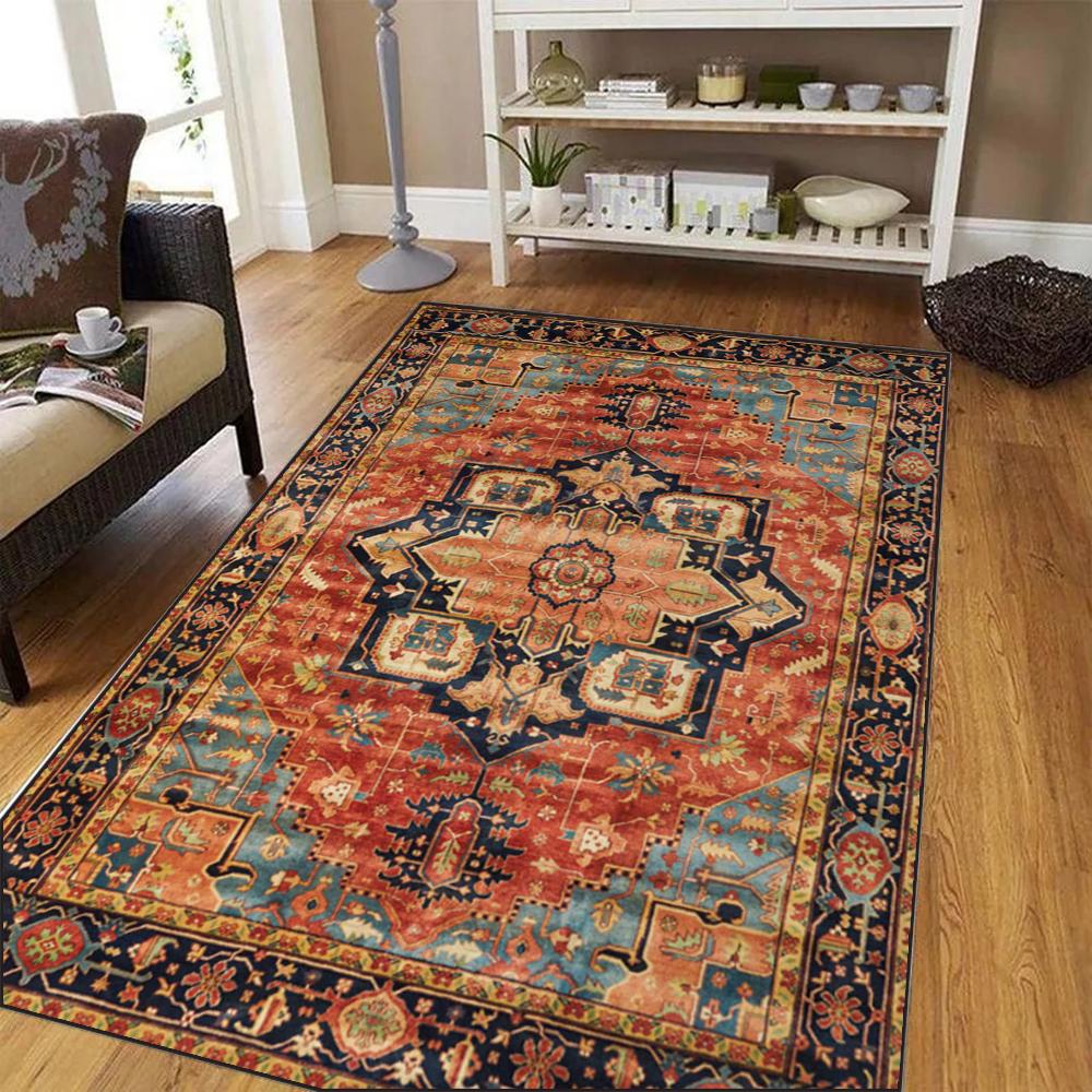American Retro Living Room Decor Carpet Boho Bedside Rugs for Bedroom Large Area Non-Slip Mat Washable Lounge Rug Tapis
