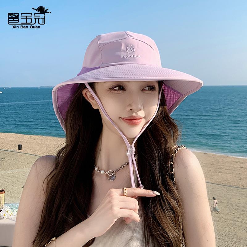 Spring and Summer Eaves Shawl Bucket Hat Outdoor Play Mountaineering Sunscreen Sun Hat Breathable Fashion Versatile Hat Women