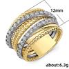 Huitan Fancy Cross Twist Twine Women Ring Gold Color with Micro Crystal Zircon Stone Delicate Wedding Rings Lady Fashion Jewelry