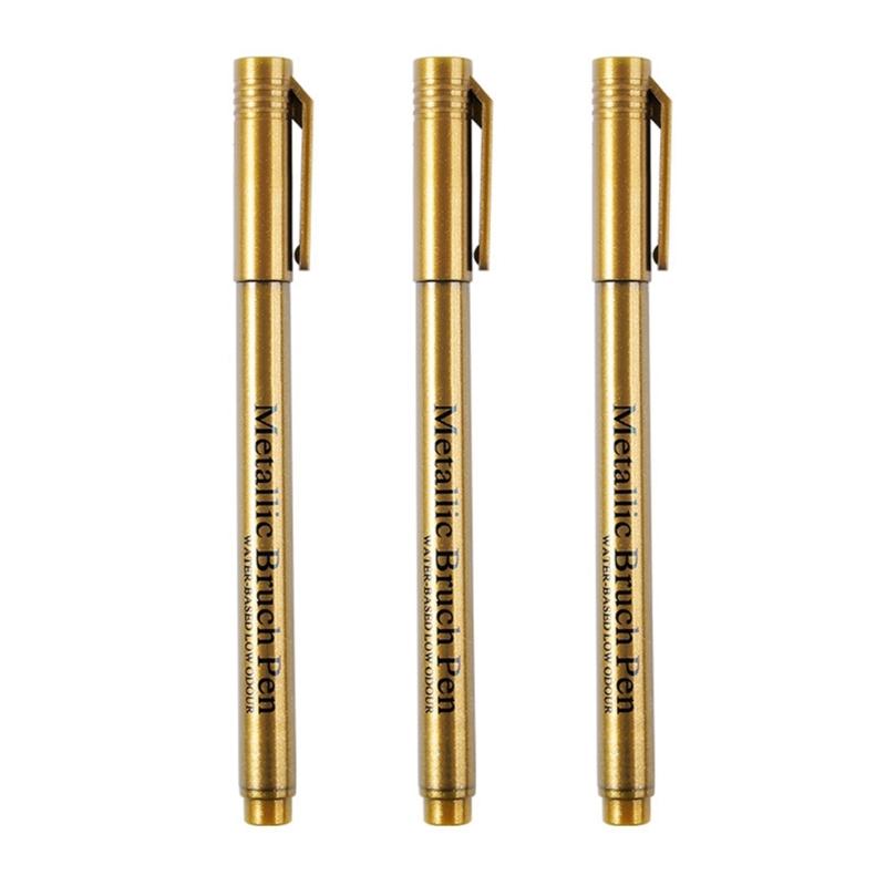 3Pcs Metallic Paint Marker Pen Water Resistant Paint Pen For Art Illustrations Card Making Scrapbooking Drawing