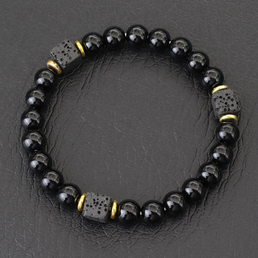 Fashion Natural Stone Bracelet For Men 8mm Volcanic Rock Obsidian Strand Braclet Meditation Healing Braslet Rosary Beads Pulsera