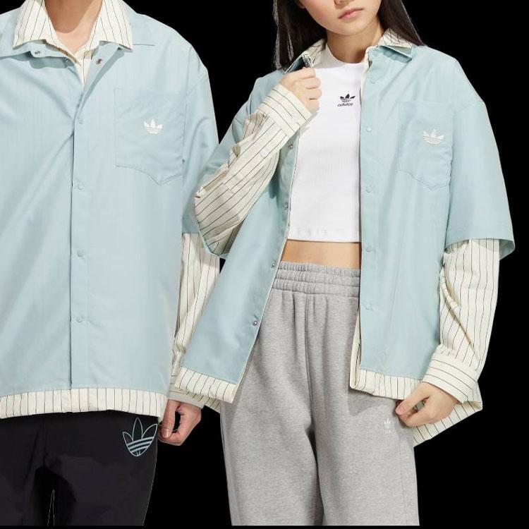 Adidas Originals X Umamiism Co-Branded Logo Print Layered Long Sleeve Shirt Unisex Tops Blue HR6446