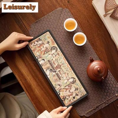 Dream Back Dunhuang Rettangolare Piccolo Vassoio da Tè Asciugatura Immersione Tavolo Assorbimento Acqua Tavola da Tè Bollitore Teiera Kung Fu Accessori