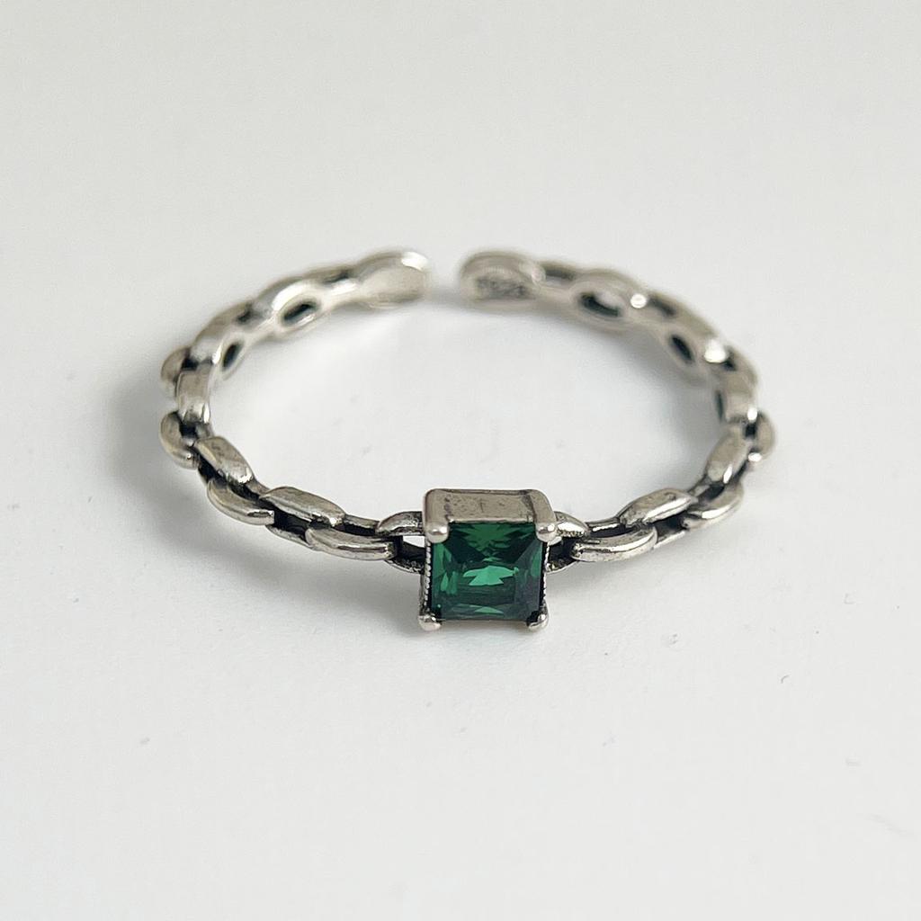 925 Silver Rings For Women Geometric Fine Jewelry Finger Adjustable Simple Colorful Stone Ring For Party Birthday Gift
