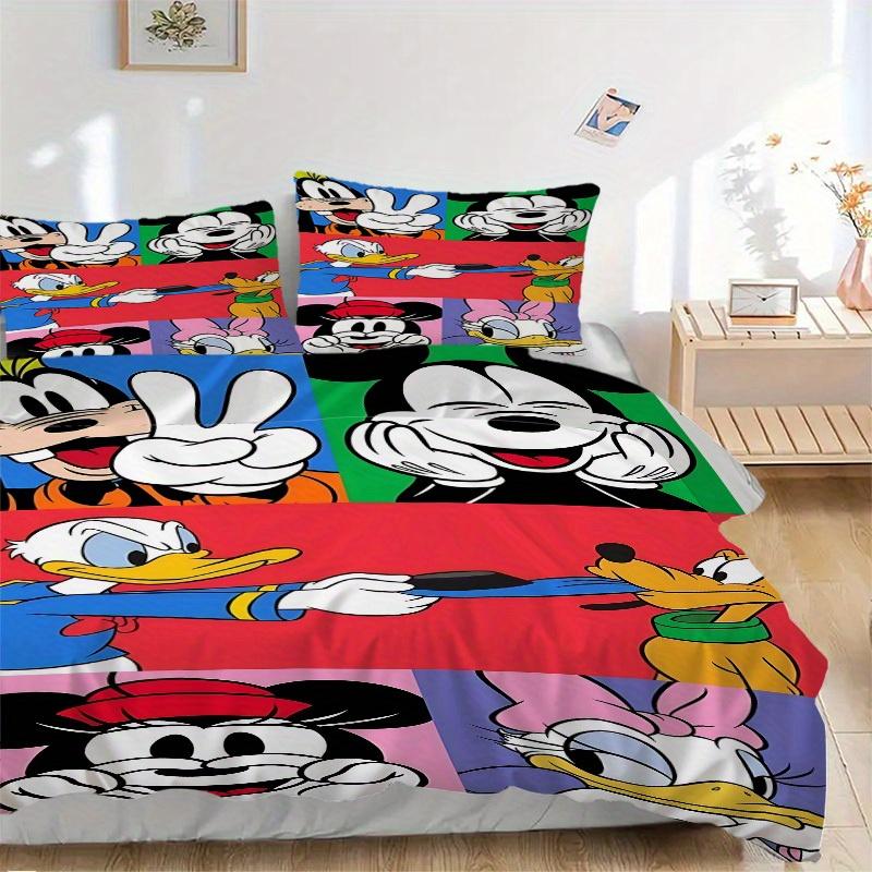 3pcs Mickey, Minnie Printed Bedding Set, Breathable And Soft, Machine Washable, Christmas Gift, Suitable for Bedroom Decoration, 087