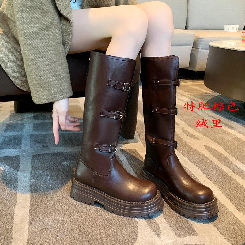 Dicke Beine großer Wadenumfang Winter neu dick mm lange Stiefel Motorradstiefel Herbst und Winter hohe Stiefel dicke Sohle große Größe Damenschuhe