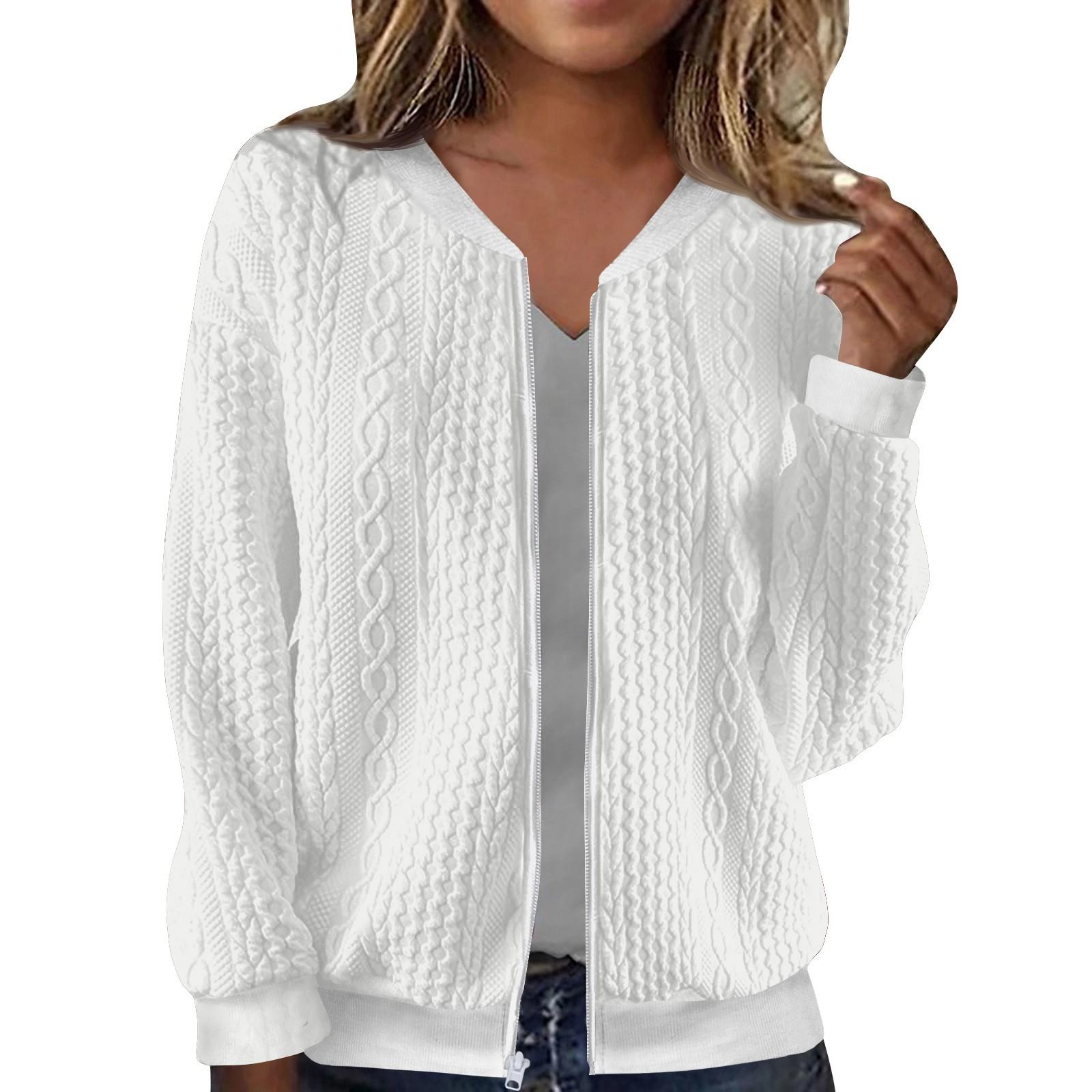 

Женское повседневное пальто Comfort с застежкой-молнией и воротником-стойкой, однотонная блузка с длинным рукавом, куртка XXL белый