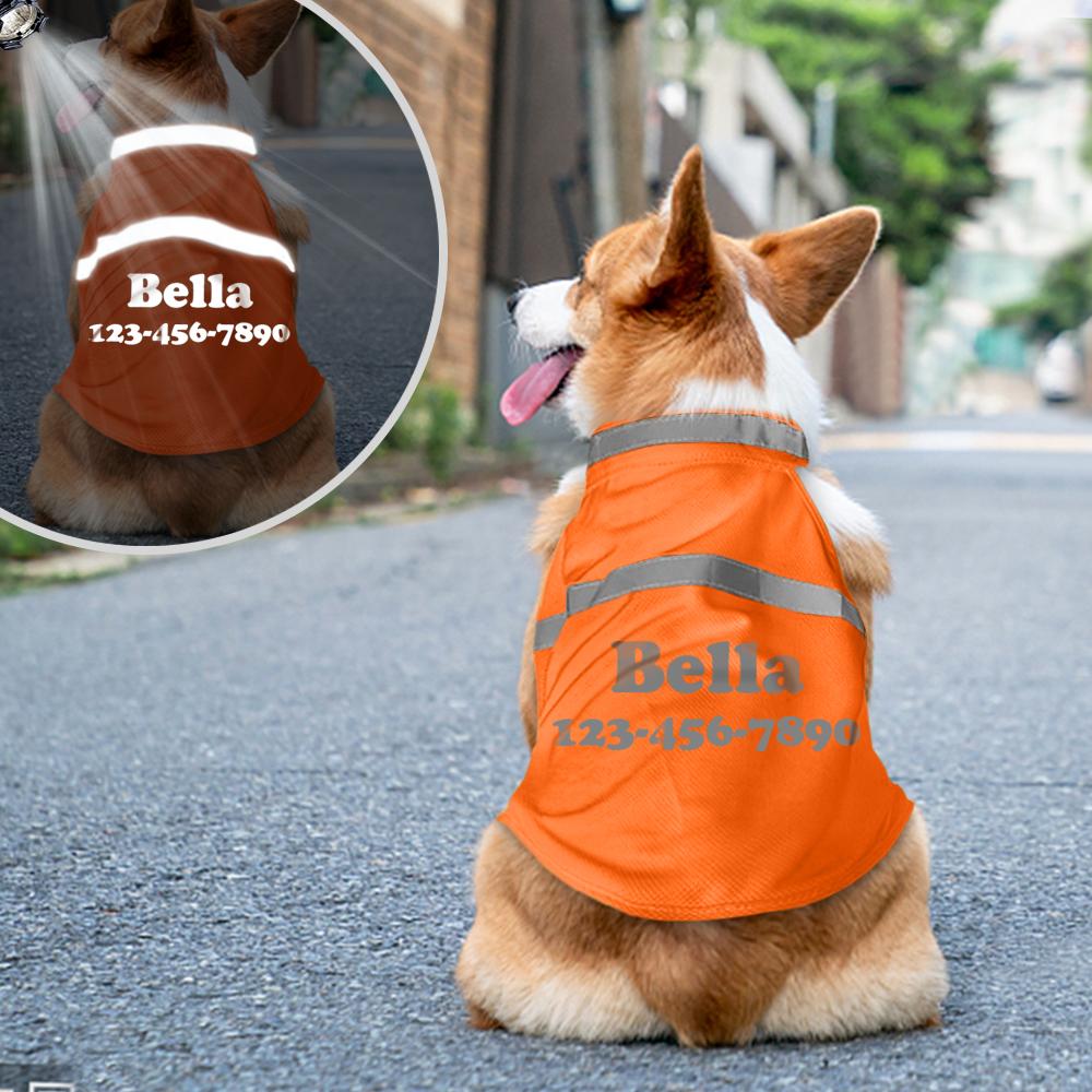 

Custom Dog Clothes Free Print Name Tel Number Dog Clothing Safety Reflective Pet Vest Costume Night Visibility Walking For Dogs S