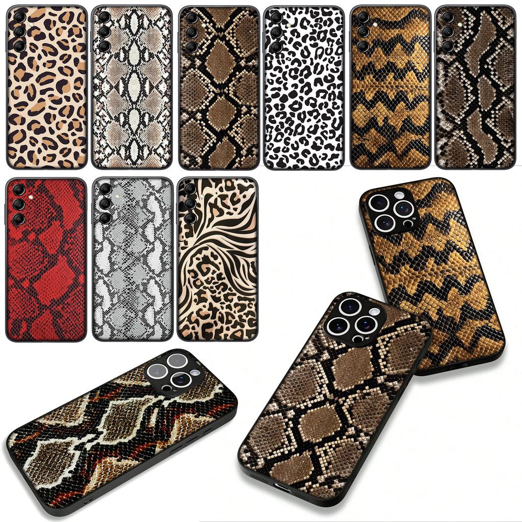 Leopard Snake Cow Print Phone Cover for Samsung Galaxy S25 S24 S22 S23 FE Ultra Plus A56 A05 A06 A15 A16 A55 S7 Edge Case