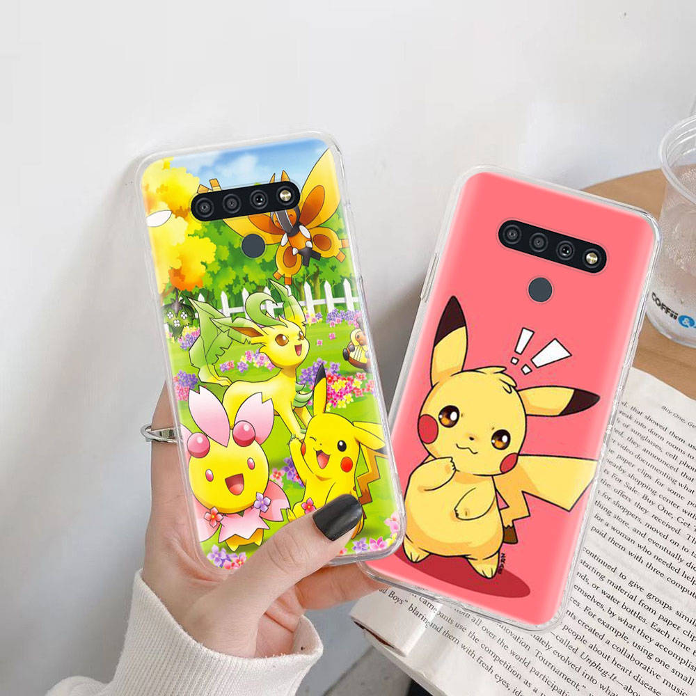 Transparent Case for Samsung A04 A14 A23 M33 M53 Realme 10 9 C35 C55 VIVO X80 Infinix Hot 30 Note 11 Tecno Spark 8P Pro P-33 Pokemons Pikachu