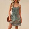 Fashion Women Summer Dress Vintage Floral Print Adjustable Spaghetti Straps Beach Vacation Casual Dress With Pockets