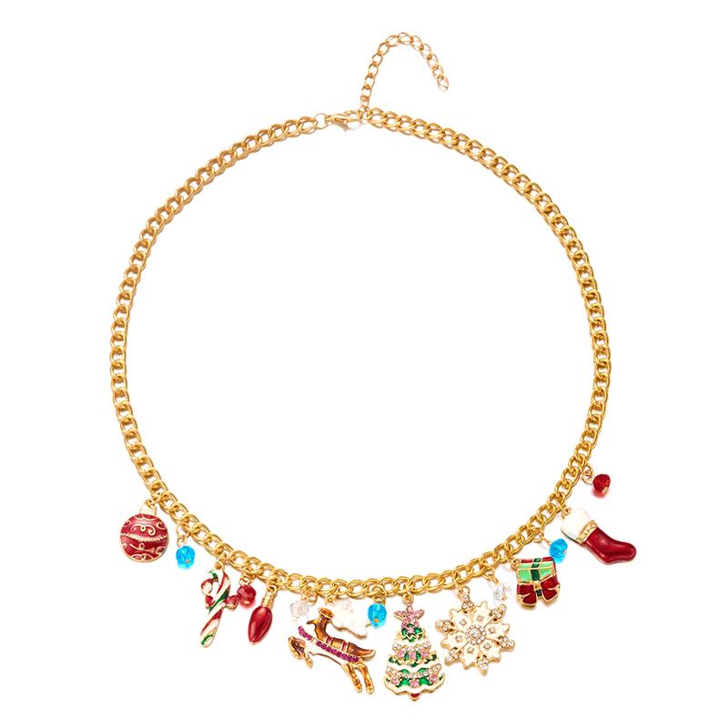 Julgransklockor Hänge Armband För Kvinnor Trendiga Älgar Snöflingor Gåvor Käpp Stjärna Zirkon Kedja Festival Party Smycken Gåva