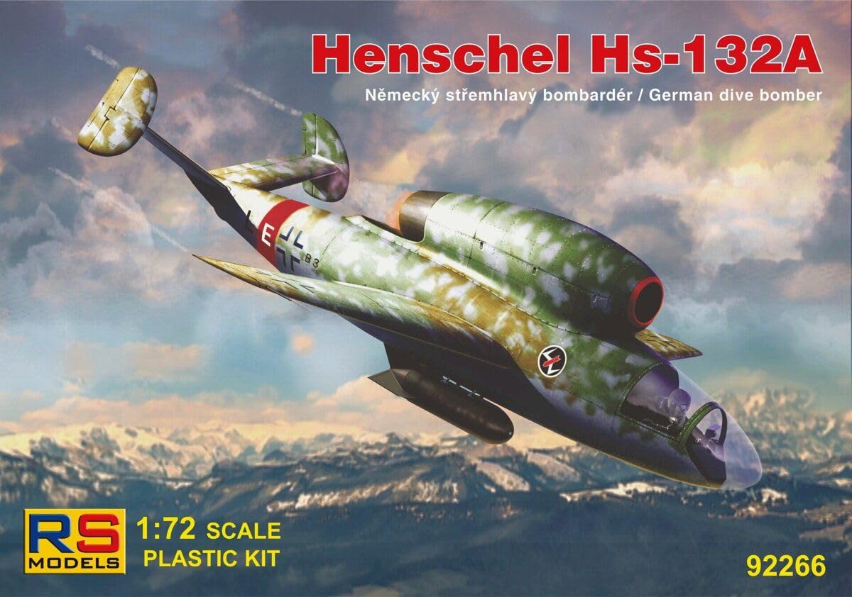 RS Model 1/72 Scale German Air Force Henschel Hs-132A Dive Bomber Plastic Model Kit 92266, Molded in Color
