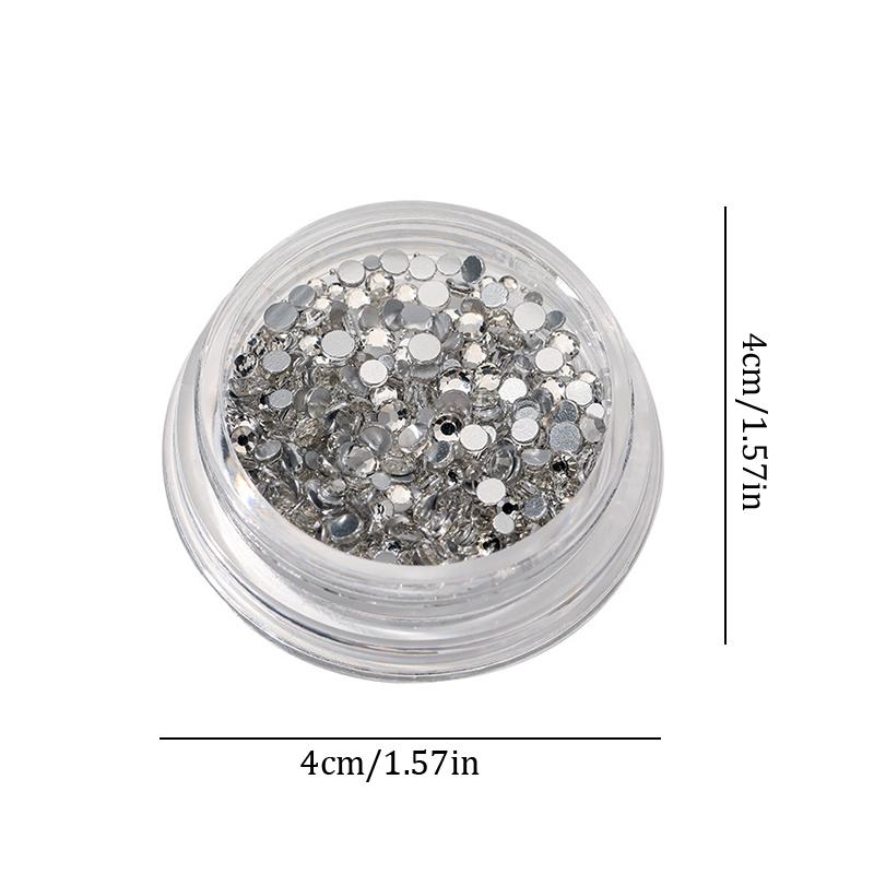 1Box Diy Nail Art Decor Sparkling White Diamond Zircon Pearl Mixed Nail Drill Flat Nail Jewelry Manicure Diamond Manicure Design