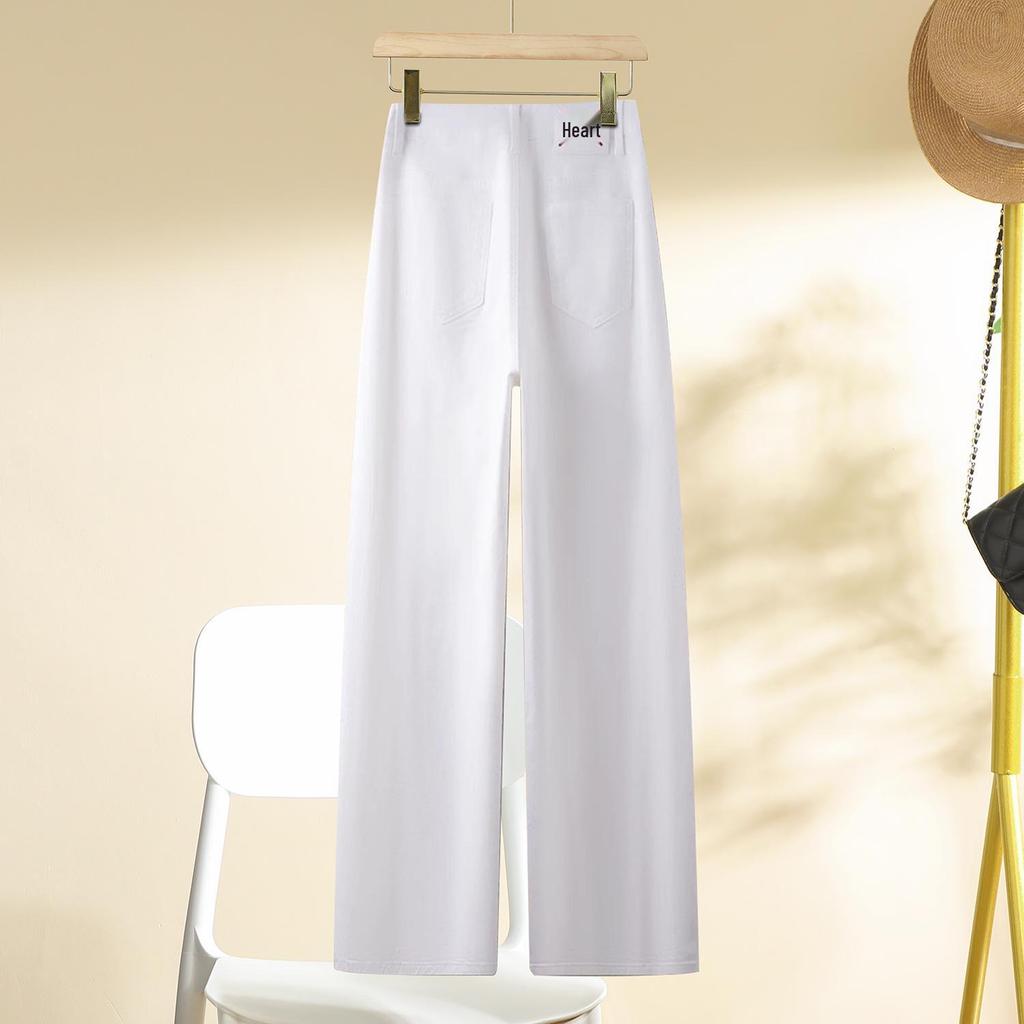 Women's White Wide-Leg Jeans: New Spring 2025 Slimming Pear-Shaped Loose Straight-Leg Trousers