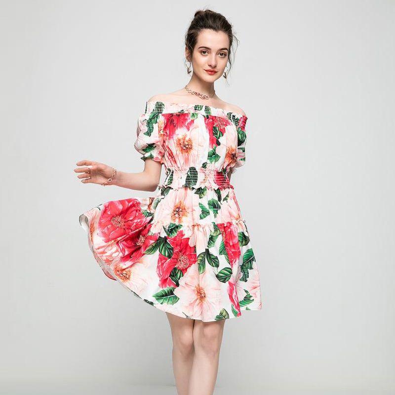 

Shenzhen Nanyou Slim-Fit off-Shoulder Elastic Waist Dress Color XL