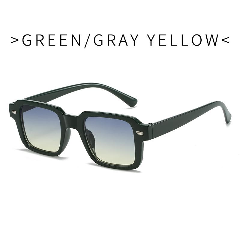  Square Women Fashion Sunglasses Shades UV400 Retro Rivets Beige Gradient Men Trending Sun Glasses