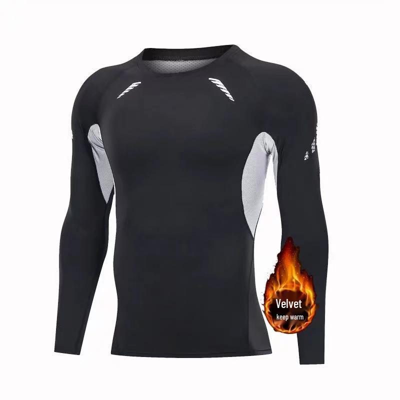 Men's Long-Sleeve Winter Fitness Suit with Quick-Dry Running Tights