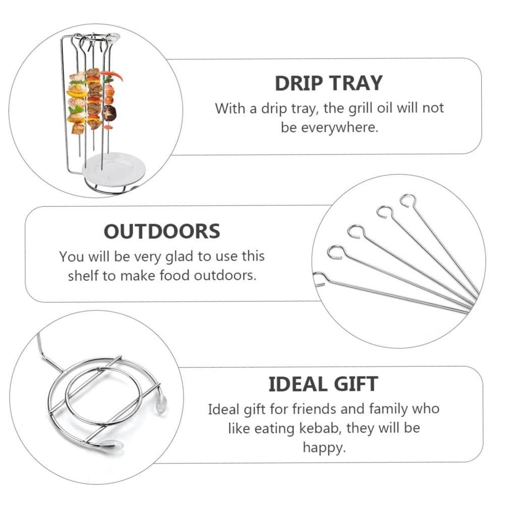 Lightweight BBQ Skewer Set Stainless Steel Hanger Skewer Stand Practical Vertical Roaster Backyard