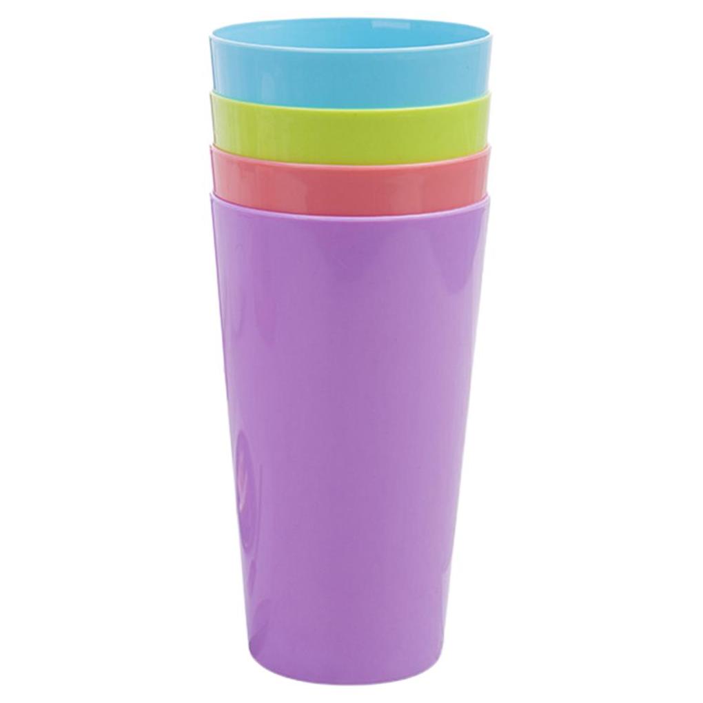 4Pcs Drinking Cups Coloured Reusable Birthday Water Mug Travel Juice Milk Tea Cup Set Party Camping Barbecue Classroom