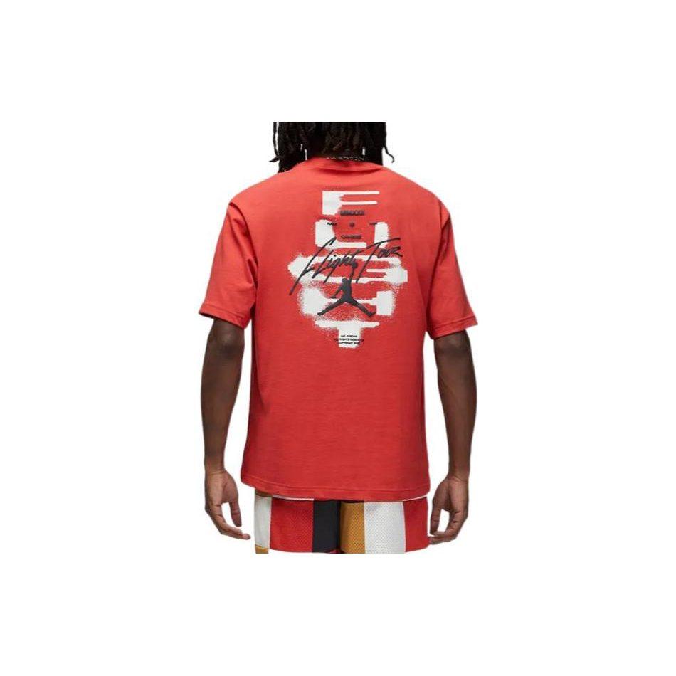 Jordan T Shirts Men's Clay Red Crew Neck Moderate Straight Fit DQ7361-662