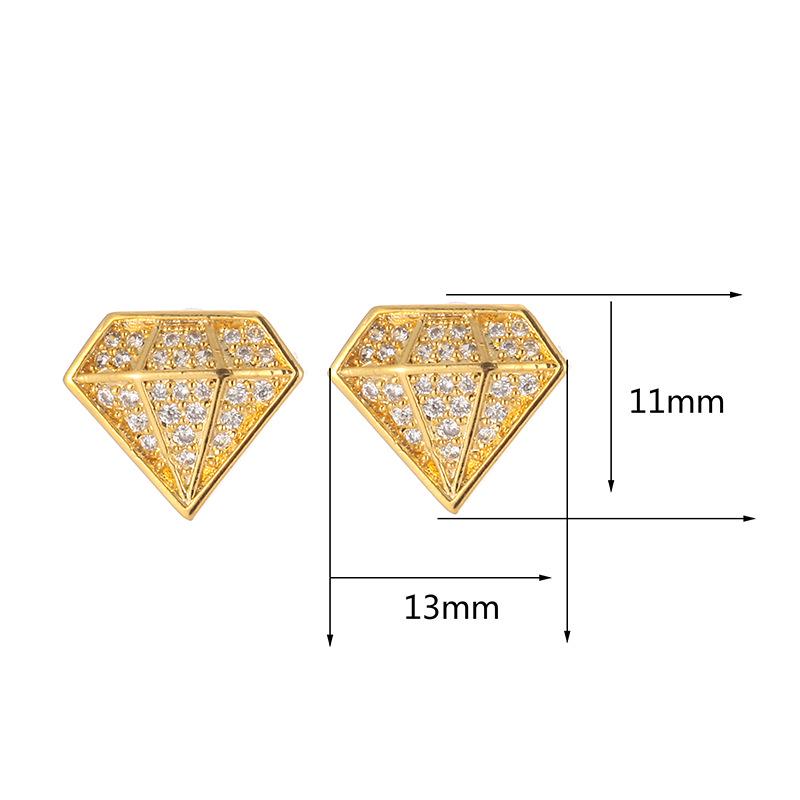 Korean Geometric Diamond Stud Earrings: Minimalist, Elegant Metal Design for Women
