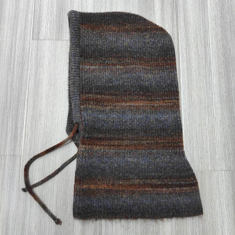 Korean Wool Knitted Balaclava Cap Women Striped Tie-dye Knit Hat Ear Neck Protect One-Piece Scarf Hat Women's Head Hood Bonnet
