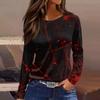 Damenmode Saumschlitz Lässig Halloween-Print Rundhals Langarm Oberteil