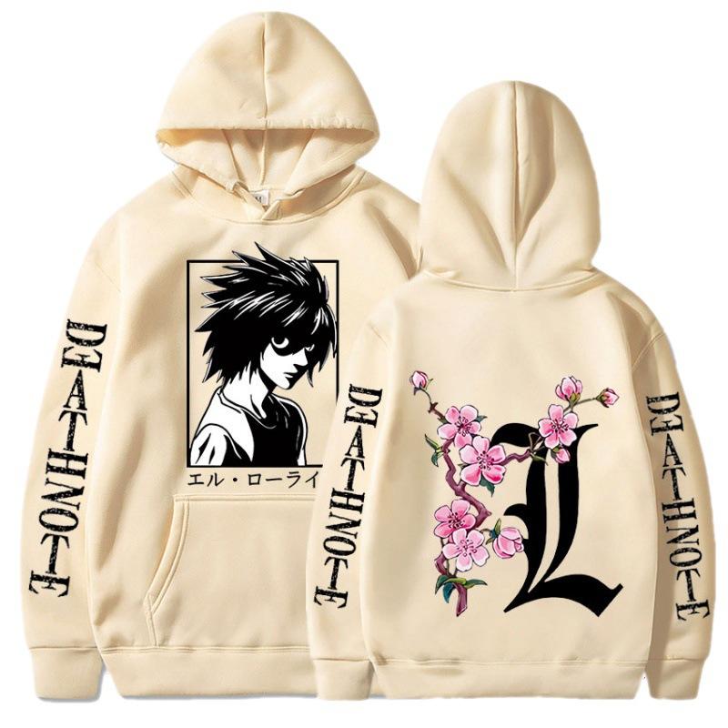 Men's street sweatshirt Death Note L print anime hoodie plus velvet men and women autumn and winter comfortable sweatshirt