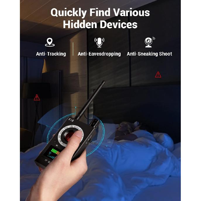 Hidden Camera Detectors, Anti Spy Camera Finder, GPS Tracker Detector, Hidden Devices Detector for Airbnb, Hotels, Bathroom, Home, Office (Black)