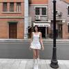 Black temperament U-neck suspender vest dress women's summer spice girl slim waist a word fluffy cake short skirt