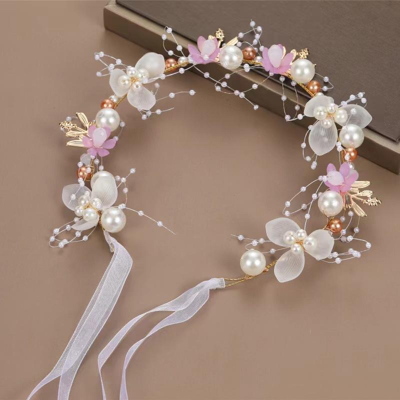 1pc Exquisite Sweet Girl Pearl Hair Accessory Romantic Flower Wreath Bride Wedding Gift Girl Kawaii Jewelry Fashion Headband