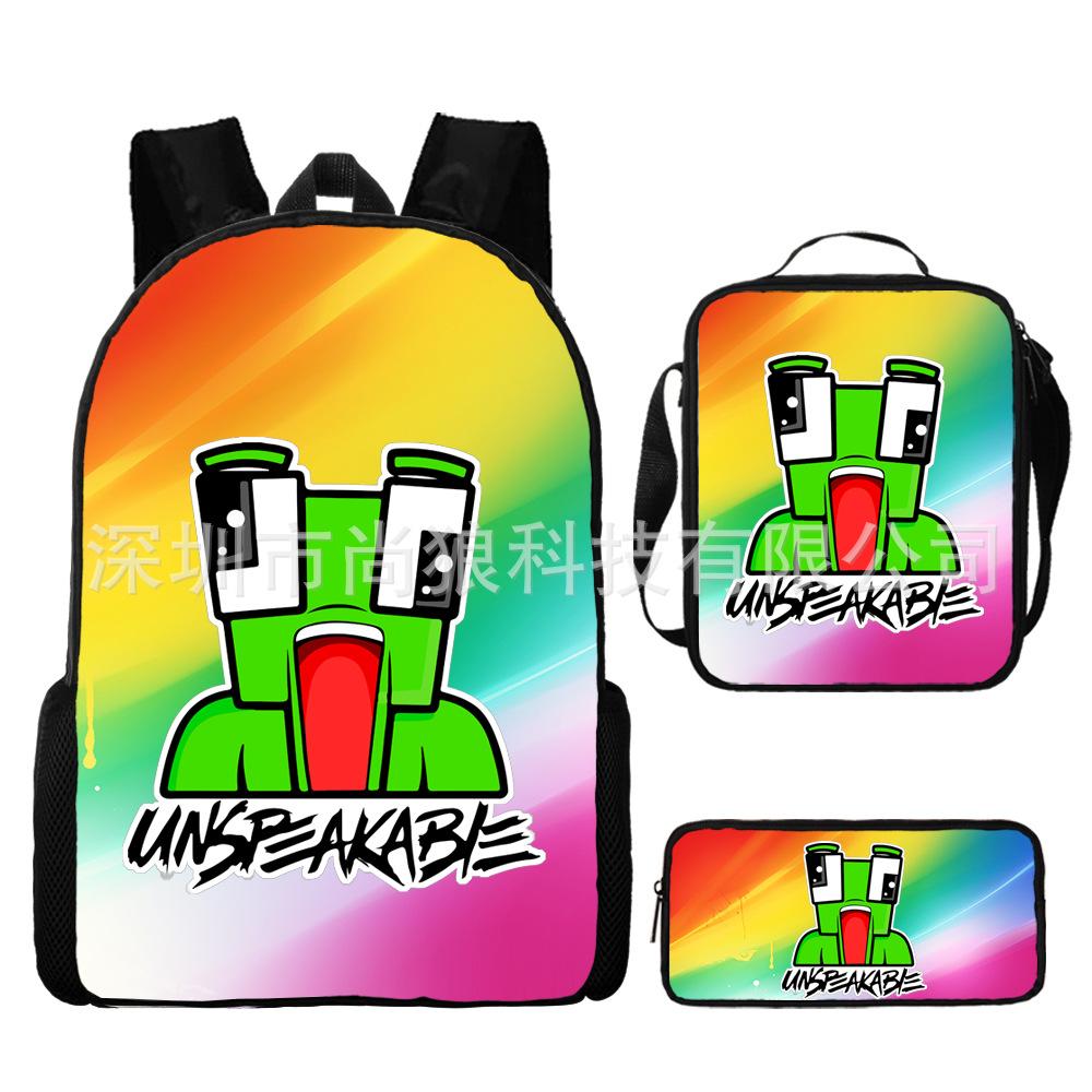 Unspeakable Pattern Schoolbag Large Capacity Backpack Shoulder Bag Pencil Case Three-Piece Set