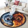 Yin Yang Tiger Round Area Rug,Carpet Rug for Living Room Bedroom Sofa Playroom Decor,Non-slip Floor Mat