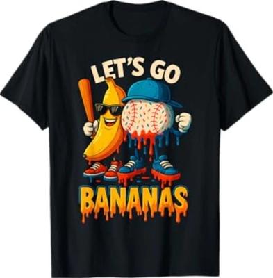 Let's Go Banana Baseball Lifestyle Baseball Drip 100% Cotton T-shirt Mens Tees Top