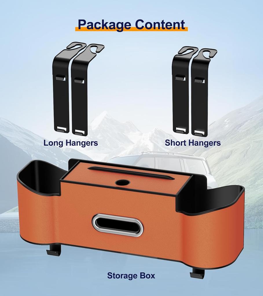 3-in-1 Car Organizers and Storage Box Car Seat Back Storage Box Tissue Holder Cup Holders Purse Hooks Back Seat Car Organizer