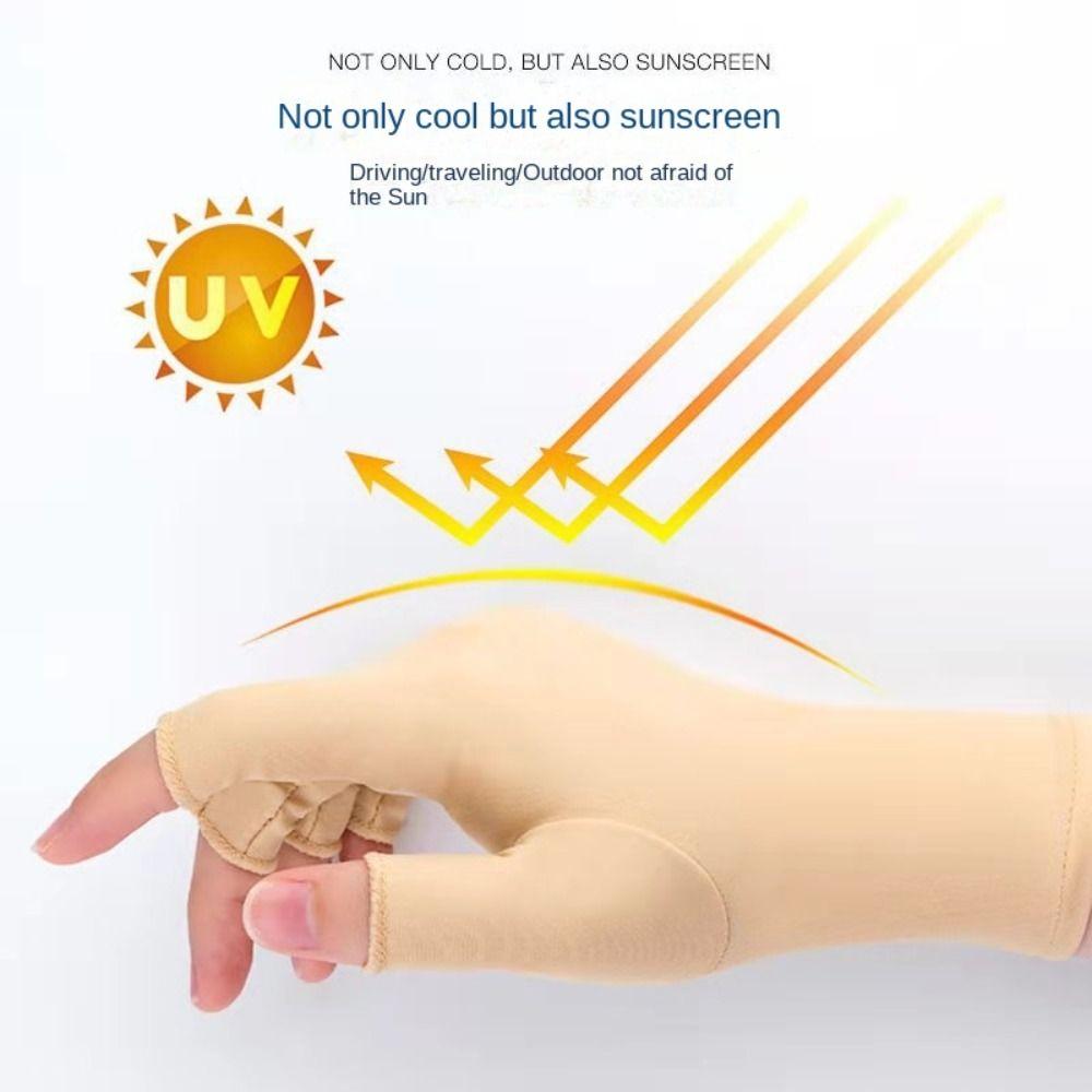 1 Pair Spandex Thin Ice Silk Gloves Semi-finger Half Finger Gloves  Summer