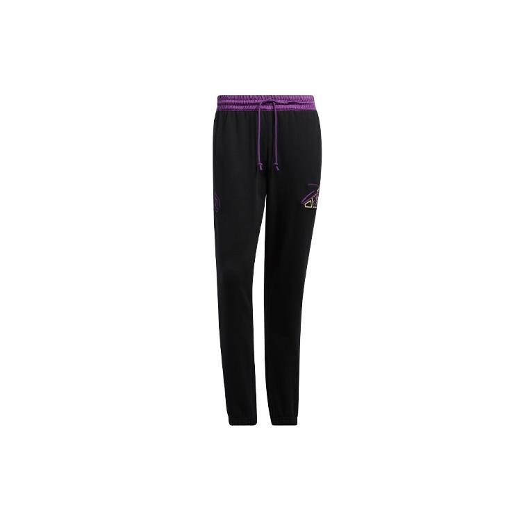 adidas Dame 8 Inn Pnt Pattern Embroidered Loose Basketball Sports Pants/Trousers/Joggers Black Men s HD5207 M