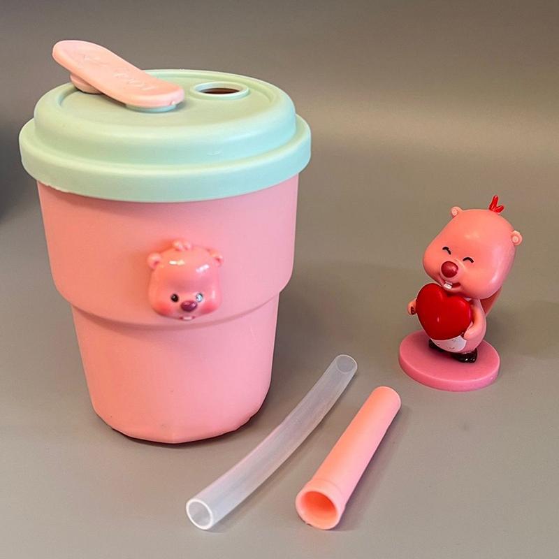 500Ml Coffee Mug With Lid Straw Silicone Cold Juice Milk Tea Mug Leak-Proof Drinking Water Bottles Portable Travel Cup