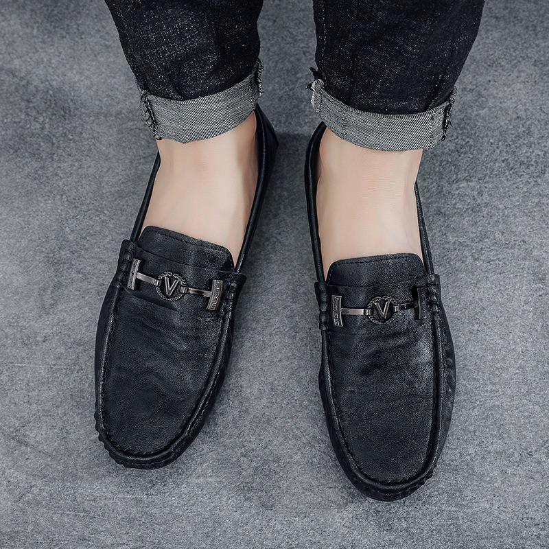 

Summer new men s shoes low-top casual men s shoes soft leather soft sole wear-resistant beanie shoes men s leather shoes 44