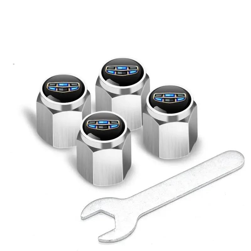 4 ks pro řadu Geely Geometry C Coolray Tugella Gx3 Panda Kovové krytky ventilků kol pneumatiky s logem Styling auta