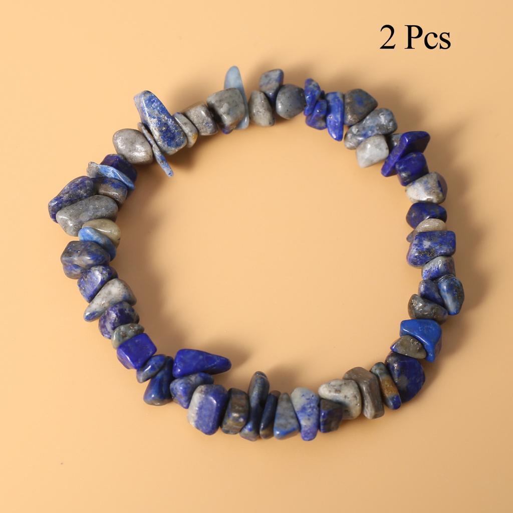 2Pcs, Healing Crystals Bracelet Jewelry, Chakra Natural Stone Gravel for Energy, Protection, Luck, Gift for Yoga Meditation, 18cm