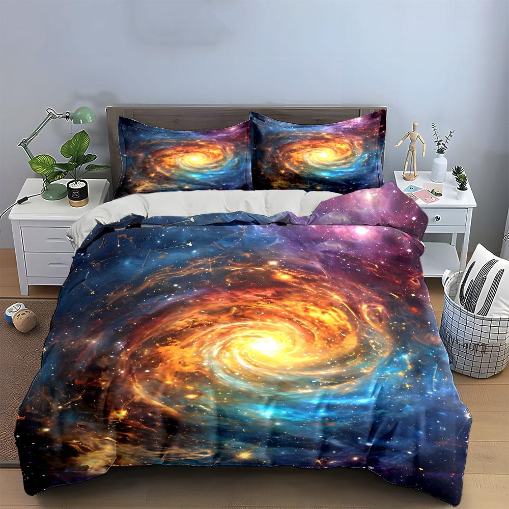 Galaxy-Themed Bedding Set Decor Soft Comfortable Duvet Cover Bedding Set Included 1*Duvet Cover & 2*Pillowcases, Gift